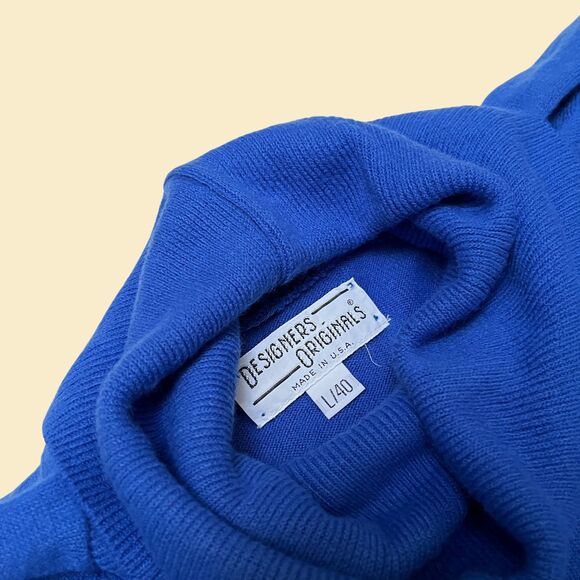 60s blue acrylic turtleneck by Designers Originals Luxelon, new old stock L / 40 - Picture 7 of 9